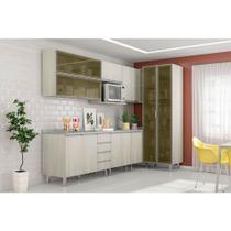 Cozinha Modulada Completa com Tampo 8 Peças Legno Crema com Vidro Reflecta Lis Luciane Móveis Cozinha Modulada Completa com Tampo 8 Peças Legno Crema com Vidro Reflecta Lis Luciane Móveis