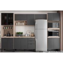 Cozinha Modulada Completa Completa FI0001 Firenze (2 Aéreos + 2 Paneleiros + 1 Balcão) 5 Peças Avena/Grafito - Demóbile