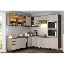 Cozinha Modulada Completa Connect 16 Peças (4 Armários + 4 Balcões + 1 Paneleiro + 7 Complementos) C16P01 Duna/Cristal - Henn