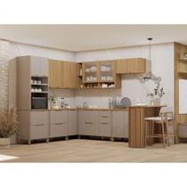 Cozinha Modulada Completa De Canto 10 Peças Com Tampo Lumina Cinammon/Freijó Cozinha Modulada Completa De Canto 10 Peças Com Tampo Lumina Cinammon/Freijó