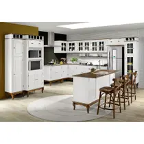 Cozinha Modulada Completa de Madeira Hannover - Branca