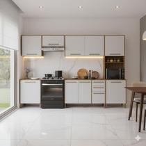 Cozinha Modulada Completa Esmeralda 310cm Armário Com Balcão Aéreo Paneleiro MDP 15mm