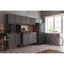 Cozinha Modulada Completa Estilo 4 Peças (2 Armários + 1 Balcão + 1 Paneleiro) C4P107 Cinza/Grafite - Bertolini