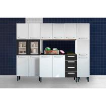 Cozinha Modulada Completa Evidence 4 Peças (1 Armário + 1 Balcão + 2 Paneleiros) C4P43 Branco/Preto - Bertolini Cozinha Modulada Completa Evidence 4 Peças (1 Armário + 1 Balcão + 2 Paneleiros) C4P43 Branco/Preto - Bertolini