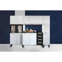 Cozinha Modulada Completa Evidence 4 Peças (1 Armário + 1 Balcão + 2 Paneleiros) C4P53 Branco/Preto - Bertolini Cozinha Modulada Completa Evidence 4 Peças (1 Armário + 1 Balcão + 2 Paneleiros) C4P53 Branco/Preto - Bertolini