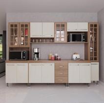 Cozinha Modulada Completa Fidelitá Paris 6 Peças 295cm 15 Portas 3 Gavetas Com Tampo Nogal/Salinas Cozinha Modulada Completa Fidelitá Paris 6 Peças 295cm 15 Portas 3 Gavetas Com Tampo Nogal/Salinas