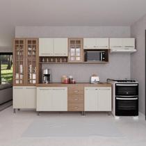 Cozinha Modulada Completa Fidelitá Paris 6 Peças 330cm 15 Portas 3 Gavetas Com Tampo Nogal/Salinas Cozinha Modulada Completa Fidelitá Paris 6 Peças 330cm 15 Portas 3 Gavetas Com Tampo Nogal/Salinas