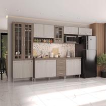 Cozinha Modulada Completa Fidelitá Paris 6 Peças 330cm 15 Portas 3 Gavetas Com Tampo Nogal/Salinas