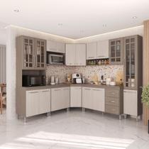 Cozinha Modulada Completa Fidelitá Paris 8 Peças 445cm 18 Portas 3 Gavetas Com Tampo Nogal/Salinas