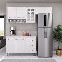 Cozinha Modulada Completa Fidelitá Viena 3 Peças 190 Cm 7 Portas 3 Gavetas Com Tampo Branca