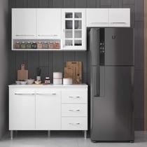 Cozinha Modulada Completa Fidelitá Viena 3 Peças 190 Cm 7 Portas 3 Gavetas Com Tampo Branca