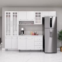 Cozinha Modulada Completa Fidelitá Viena 4 Peças 260 Cm 11 Portas 3 Gavetas Com Tampo Branco