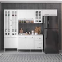Cozinha Modulada Completa Fidelitá Viena 4 Peças 260 Cm 11 Portas 3 Gavetas Com Tampo Branco