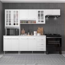 Cozinha Modulada Completa Fidelitá Viena 4 Peças 260cm 11 Portas 3 Gavetas Com Tampo Branco