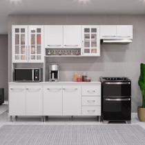 Cozinha Modulada Completa Fidelitá Viena 4 Peças 260cm 11 Portas 3 Gavetas Com Tampo Branco