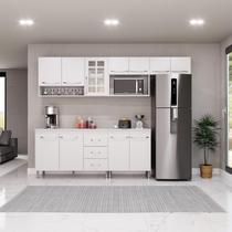 Cozinha Modulada Completa Fidelitá Viena 5 Peças 260cm 11 Portas 3 Gavetas Com Tampo Branco