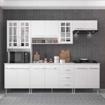 Cozinha Modulada Completa Fidelitá Viena 5 Peças 260cm 13 Portas 3 Gavetas Com Tampo Branco