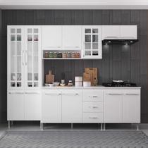 Cozinha Modulada Completa Fidelitá Viena 5 Peças 260cm 13 Portas 3 Gavetas Com Tampo Branco