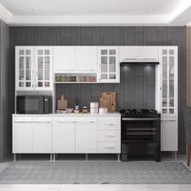 Cozinha Modulada Completa Fidelitá Viena 5 Peças 295cm 12 Portas 3 Gavetas Com Tampo Branco
