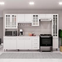 Cozinha Modulada Completa Fidelitá Viena 5 Peças 295cm 13 Portas 3 Gavetas Com Tampo Branco