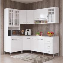 Cozinha Modulada Completa Fidelitá Viena 5 Peças 340cm 12 Portas 3 Gavetas Com Tampo Branco