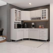 Cozinha Modulada Completa Fidelitá Viena 5 Peças 340cm 12 Portas 3 Gavetas Com Tampo Branco
