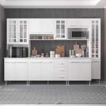 Cozinha Modulada Completa Fidelitá Viena 6 Peças 295cm 15 Portas 3 Gavetas Com Tampo Branco