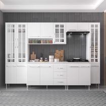 Cozinha Modulada Completa Fidelitá Viena 6 Peças 295cm 15 Portas 3 Gavetas Com Tampo Branco