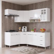 Cozinha Modulada Completa Fidelitá Viena 6 Peças 340cm 12 Portas 3 Gavetas Com Tampo Branco