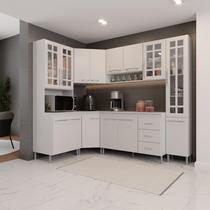 Cozinha Modulada Completa Fidelitá Viena 6 Peças 375cm 14 Portas 3 Gavetas Com Tampo Branco - Fidelitá Móveis