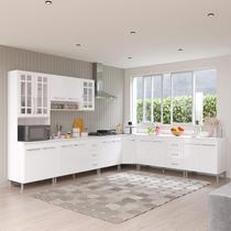 Cozinha Modulada Completa Fidelitá Viena 7 Peças 600cm 16 Portas 6 Gavetas Com Tampo Branco - Fidelitá Móveis Cozinha Modulada Completa Fidelitá Viena 7 Peças 600cm 16 Portas 6 Gavetas Com Tampo Branco - Fidelitá Móveis