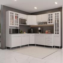 Cozinha Modulada Completa Fidelitá Viena 8 Peças 445cm 18 Portas 3 Gavetas Com Tampo Branco