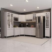 Cozinha Modulada Completa Fidelitá Viena 9 Peças 515cm 20 Portas 3 Gavetas Com Tampo Branco