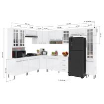 Cozinha Modulada Completa Fidelitá Viena 9 Peças 515cm 20 Portas 3 Gavetas Com Tampo Branco