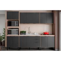Cozinha Modulada Completa Firenze 5 Peças (2 Aéreos + 2 Balcões + 1 Paneleiro) FMT009 Avena/Grafito - Demóbile