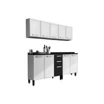 Cozinha Modulada Completa Gourmet 4 Peças (2 Armários + 2 Balcões) C4P68 Branco/Preto - Bertolini