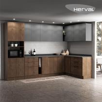 Cozinha Modulada Completa Herval Amsterdam, 8 Peças, Avelã e Cinza Grafite, Sem Tampo