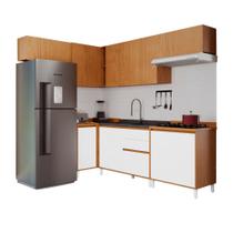 Cozinha Modulada Completa Herval Denver com 9 Peças, MDP, Branco e Freijó Rocks