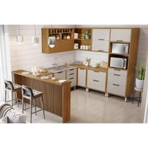 Cozinha Modulada Completa Imperatriz 9 Peças (3Aéreos+4Balcões+1TorreQuente+1Ilha) C9P62 Freijo/Off White - Nesher Cozinha Modulada Completa Imperatriz 9 Peças (3Aéreos+4Balcões+1TorreQuente+1Ilha) C9P62 Freijo/Off White - Nesher