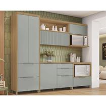 Cozinha Modulada Completa Marquesa 5 Peças (2Aéreos+2Balcões+1Paneleiro) C5P34 Nature/Verde - Nesher Cozinha Modulada Completa Marquesa 5 Peças (2Aéreos+2Balcões+1Paneleiro) C5P34 Nature/Verde - Nesher