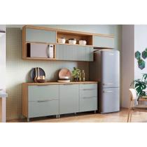 Cozinha Modulada Completa Marquesa 5 Peças (3 Aéreos + 2 Balcões) Nature/Verde - Nesher Cozinha Modulada Completa Marquesa 5 Peças (3 Aéreos + 2 Balcões) Nature/Verde - Nesher