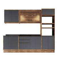 Cozinha Modulada Completa MDF 100% Herval Ten, 6 Peças com Tampo Cooktop, 280 cm