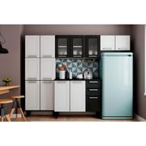 Cozinha Modulada Completa Múltipla 4 Peças (2 Armários + 1 Balcão + 1 Paneleiro) C4P77 Branco/Preto - Bertolini Cozinha Modulada Completa Múltipla 4 Peças (2 Armários + 1 Balcão + 1 Paneleiro) C4P77 Branco/Preto - Bertolini