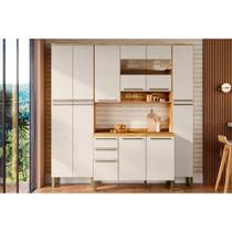 Cozinha Modulada Completa Nápoli Prime 4 Peças (1Aéreo+1Balcão+2Paneleiros) C4P95 Amendoa/Off White - Ronipa