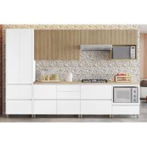 Cozinha Modulada Completa Rainha Gourmet 7 Peças (3Aéreos+3Balcões+1Paneleiro) C6P38 Branca/Nature - Nesher