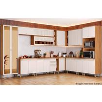 Cozinha Modulada Completa Requinte 20 Peças (6Aéreos+6Balcões+2Paneleiros+6Complementos) CZ109 Nature/Areia - Henn