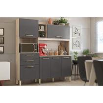 Cozinha Modulada Completa Select c/ 6 Portas e 2 Gavetas 178x194 Avena/Grafito - Demóbile