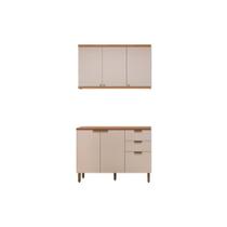 Cozinha Modulada Completa Selene 2 Peças (1Balcão+1Aéreo) CP20 Jequitiba/Off White Fosco - Linea Brasil