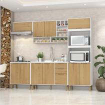 Cozinha Modulada Completa sem Tampo 5 Peças 10 Portas 3 Gavetas Branco/Wood