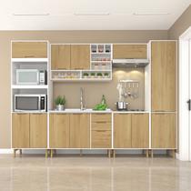 Cozinha Modulada Completa sem Tampo 6 Peças 12 Portas 3 Gavetas Branco/Wood